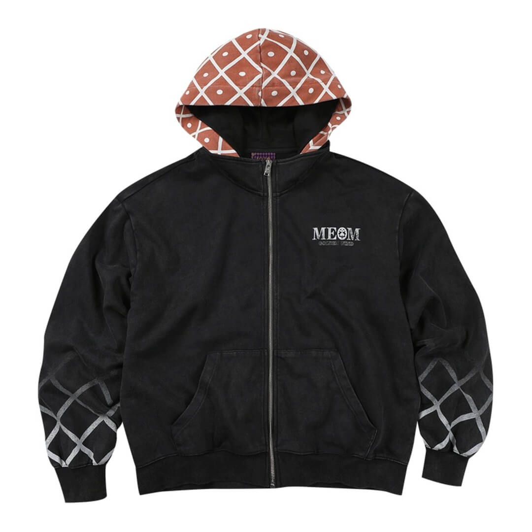 JOJO  Plaid Hooded Washed Zip Up Hoodie
