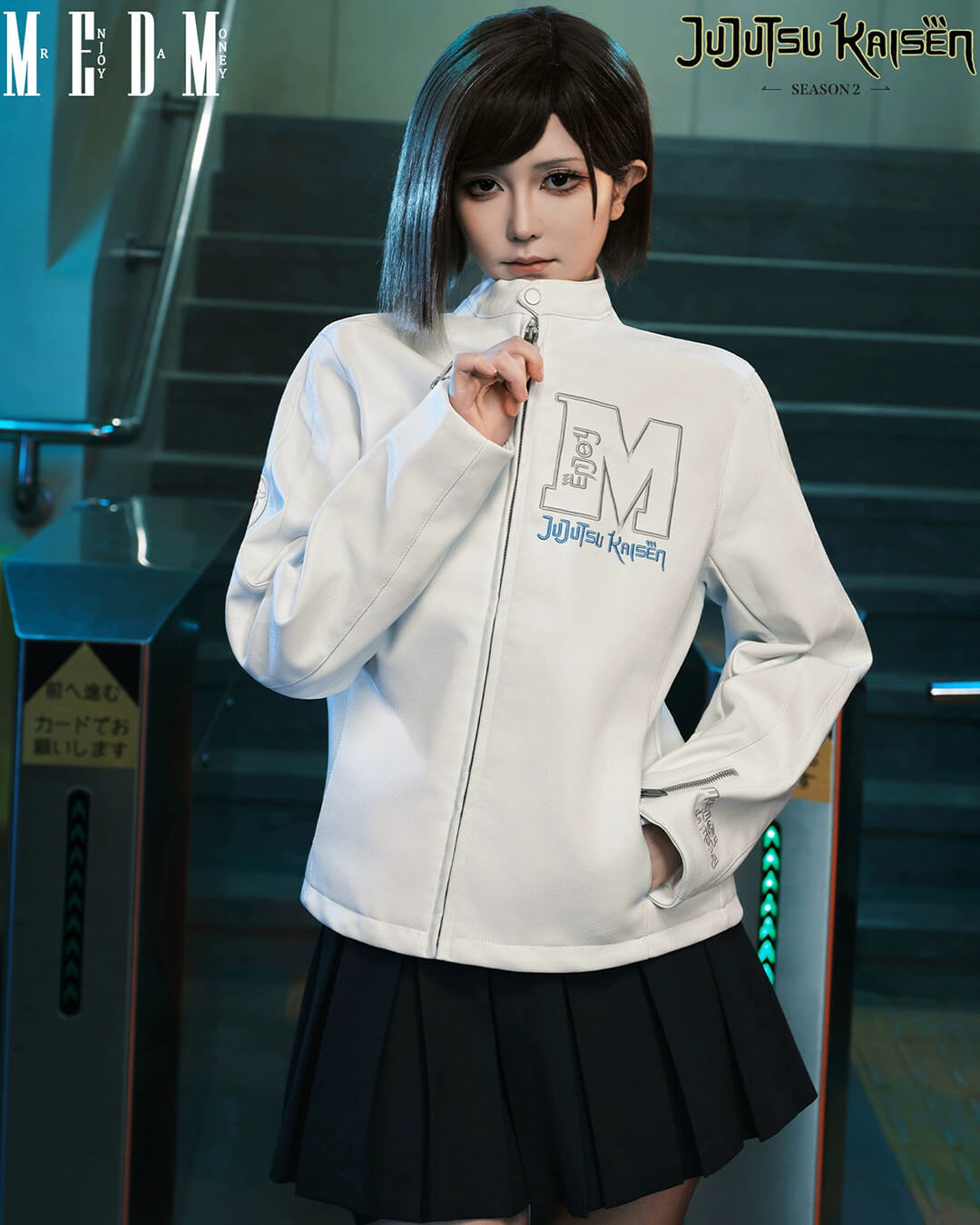 Jujutsu Kaisen Satoru Gojo Print Patch PU Leather Jacket