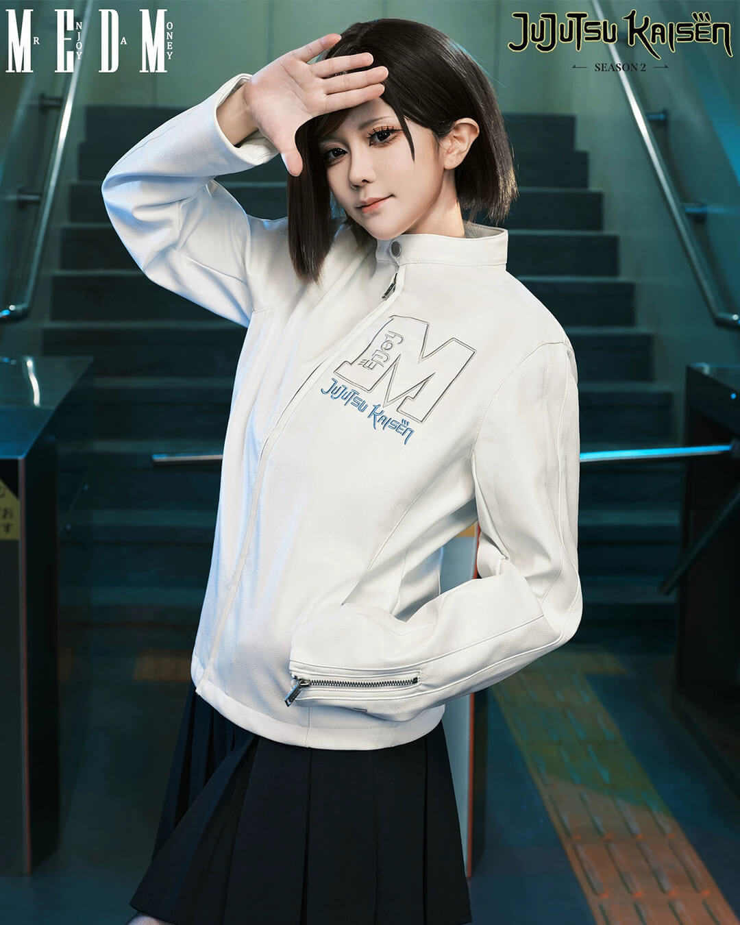 Jujutsu Kaisen Satoru Gojo Print Patch PU Leather Jacket