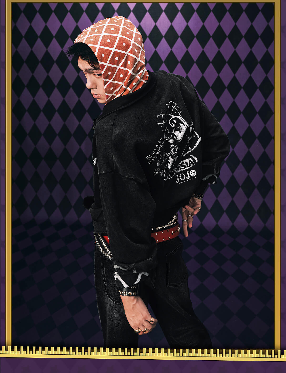 JOJO  Plaid Hooded Washed Zip Up Hoodie