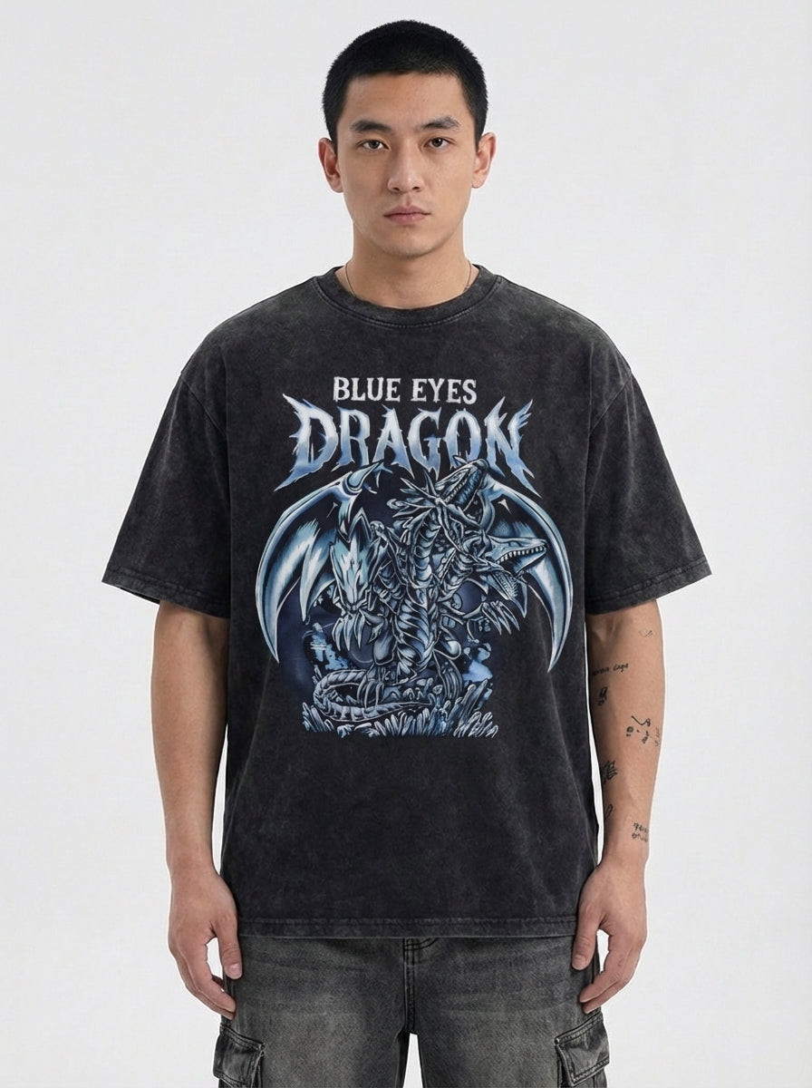 Blue Eyes White Dragon Graphic T-Shirt - Cotton Oversized Tee
