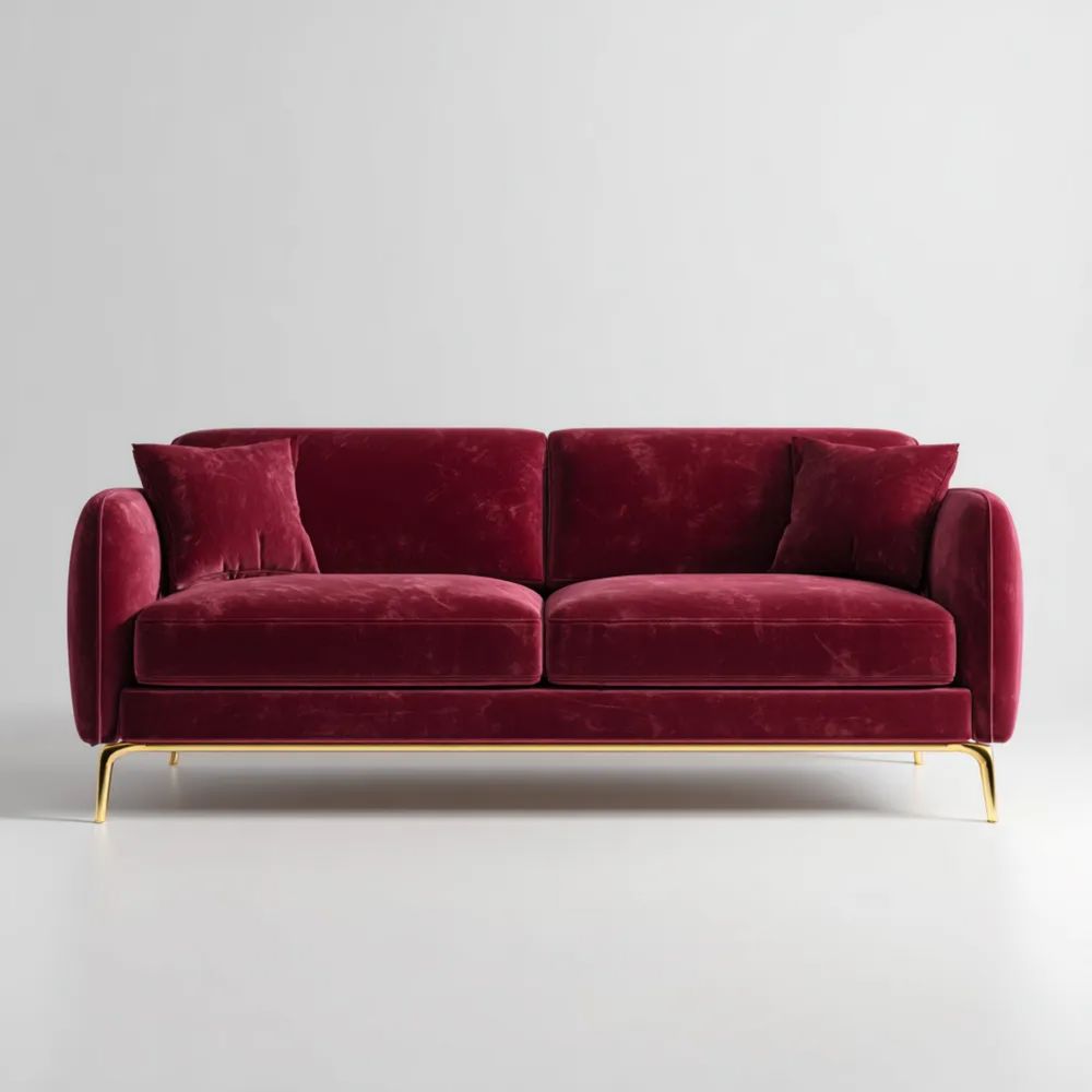 Divano a due posti in velluto 180x90x75 cm - Rosso Vinaccia