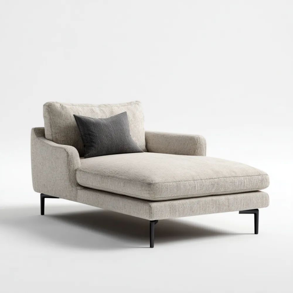 Chaise Longue in Tessuto 180x90x85 cm – Beige – Design Moderno