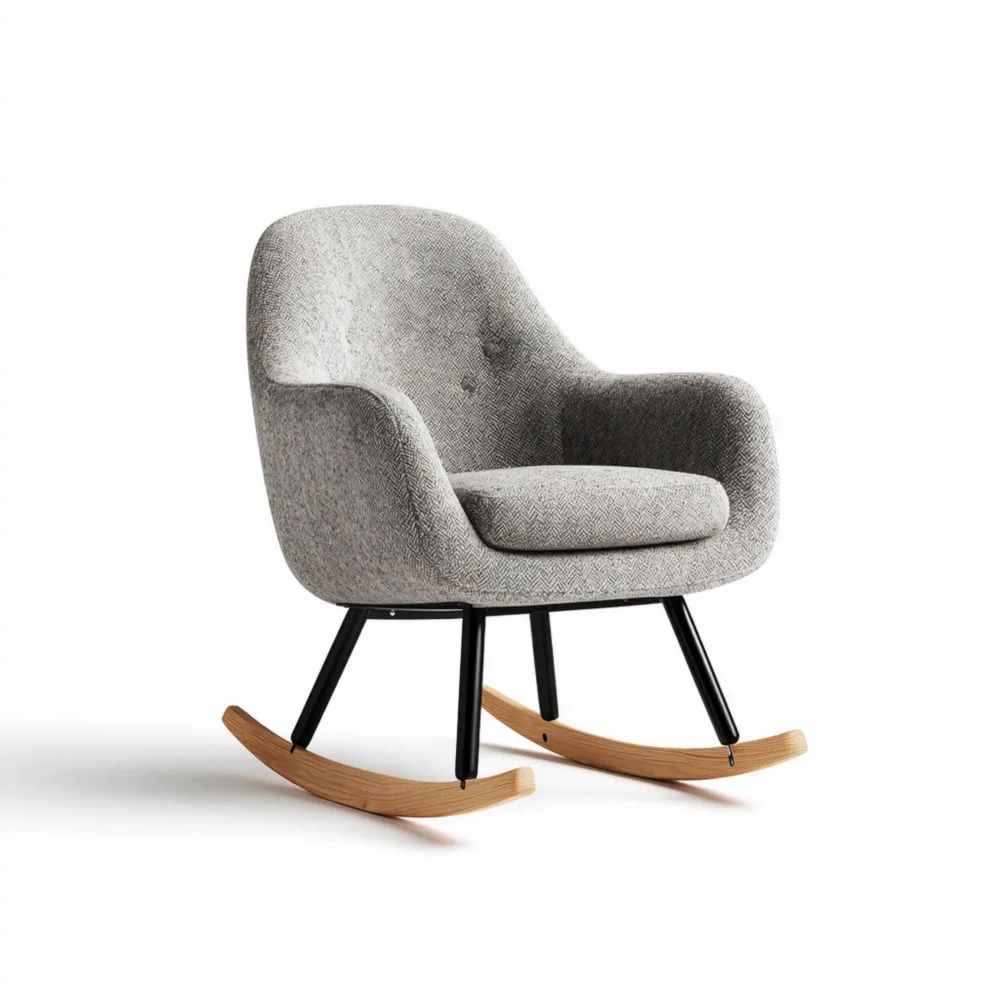 Sedia a dondolo in tessuto 85x70x95 cm - Grigio - Design moderno