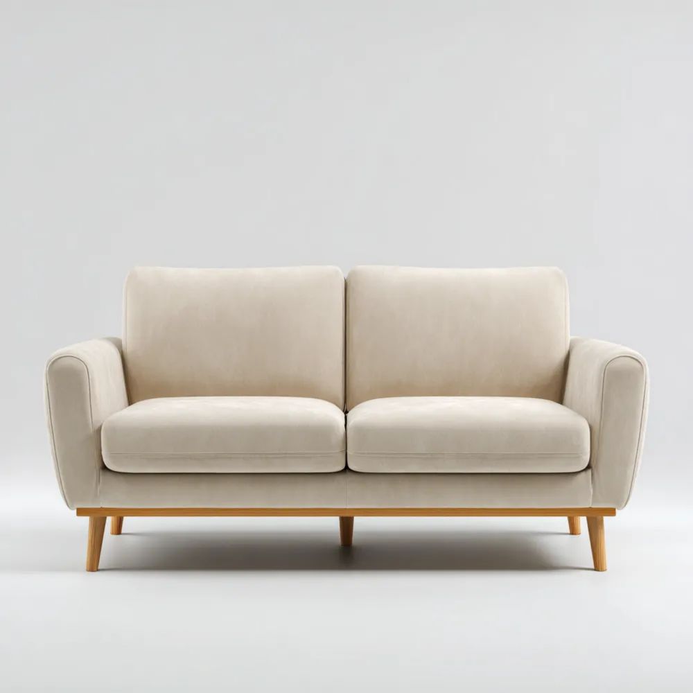 Divano a due posti in tessuto 160x85x90 cm - Beige - Design moderno