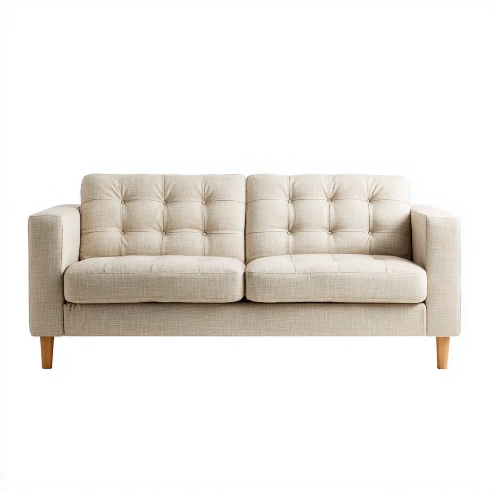 Divano a due posti 150x85x75 cm Tessuto Beige - Design moderno