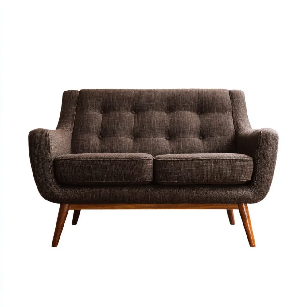 Divano a due posti in tessuto 150x90x85 cm - Marrone Scuro