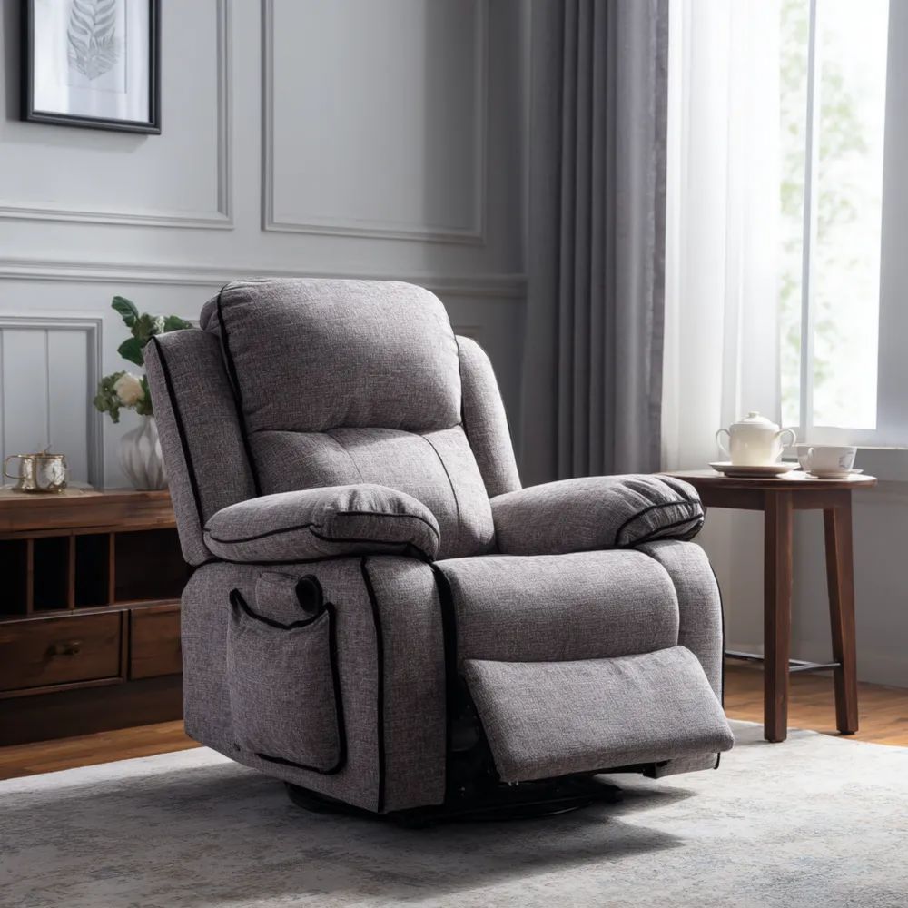 Poltrona relax tessuto 102x95x105 cm - Grigio - Design moderno