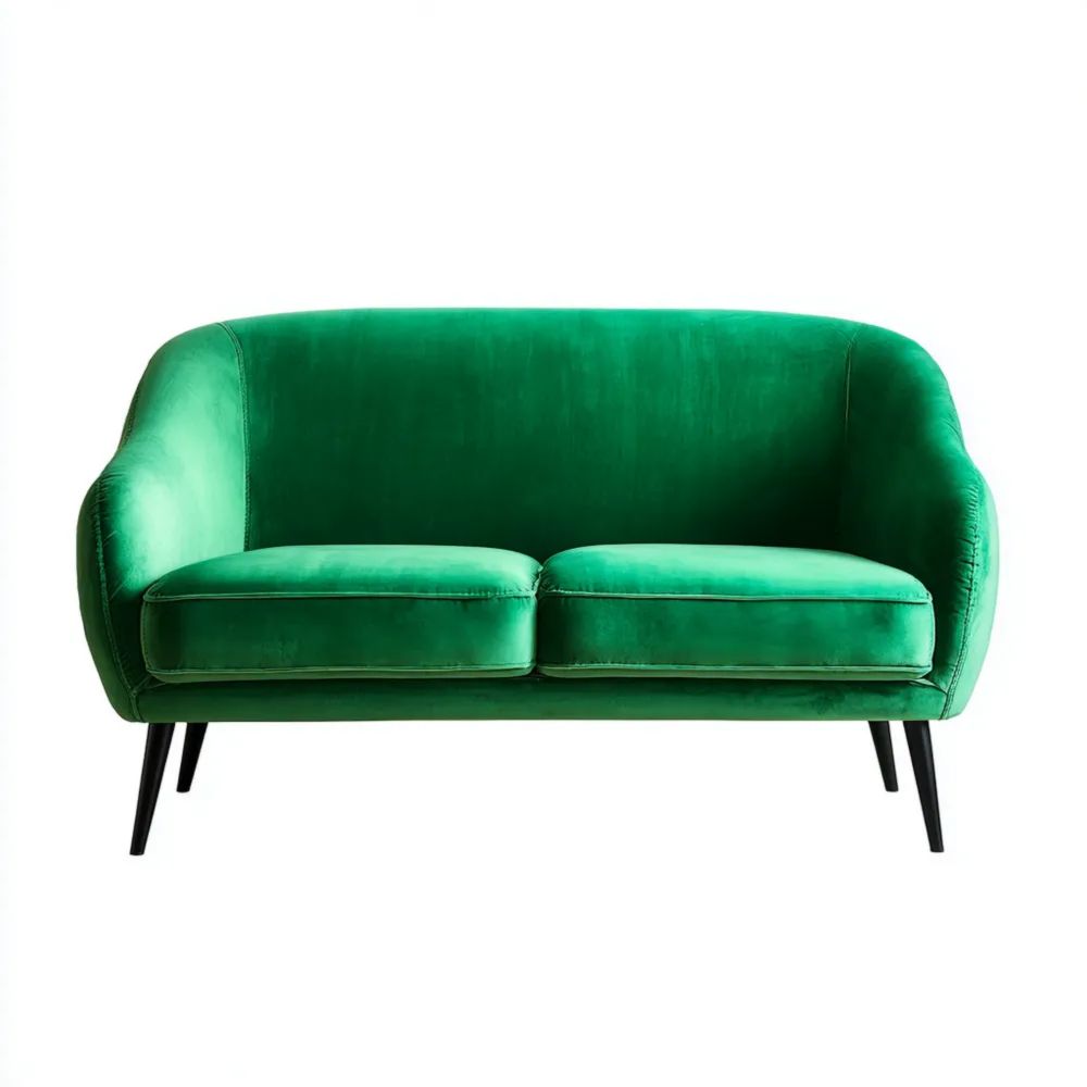 Divano a due posti 150x85x75 cm - Velluto Verde - Design Moderno