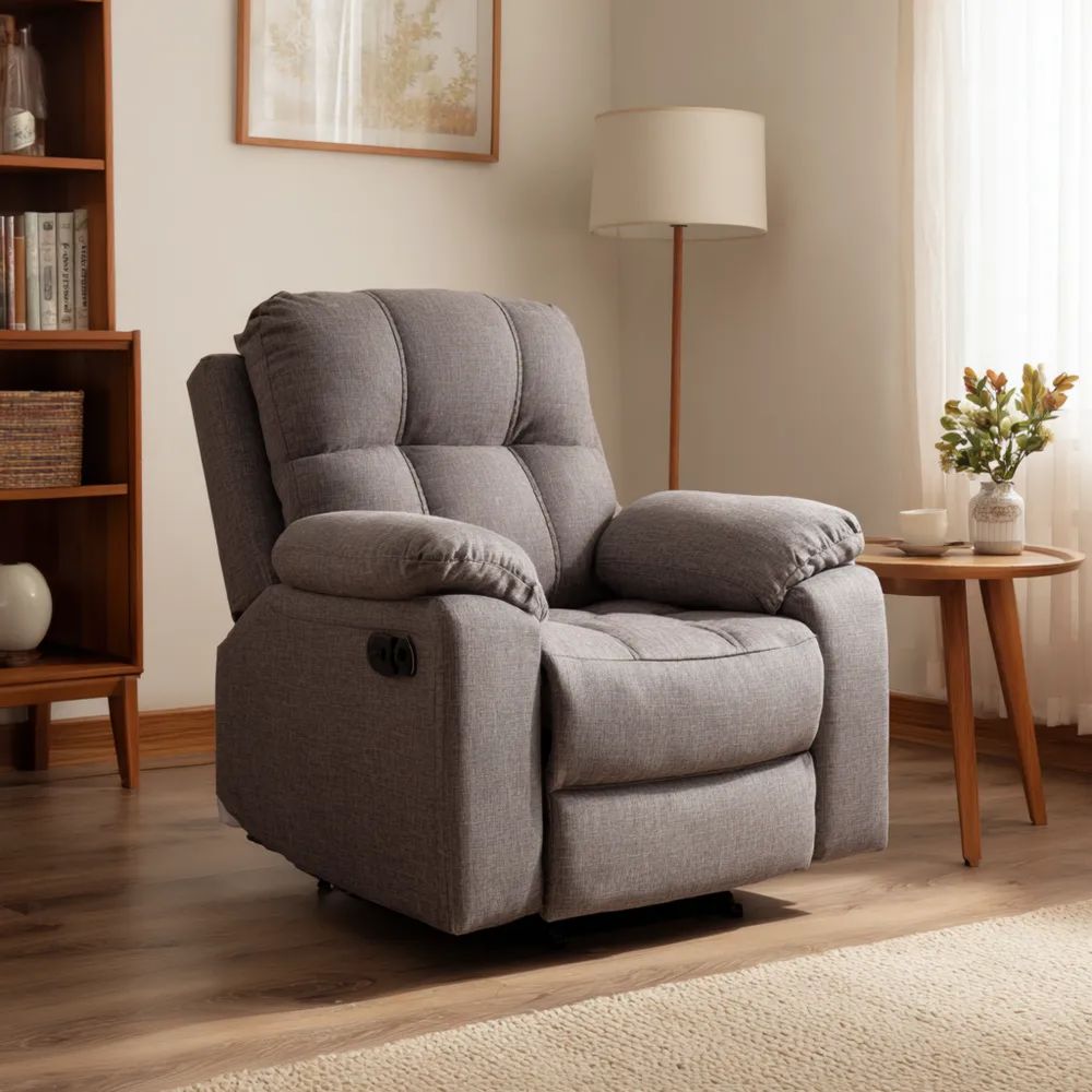 Poltrona reclinabile Tessuto 85x100x95 cm - Grigio - Design Ergonomico