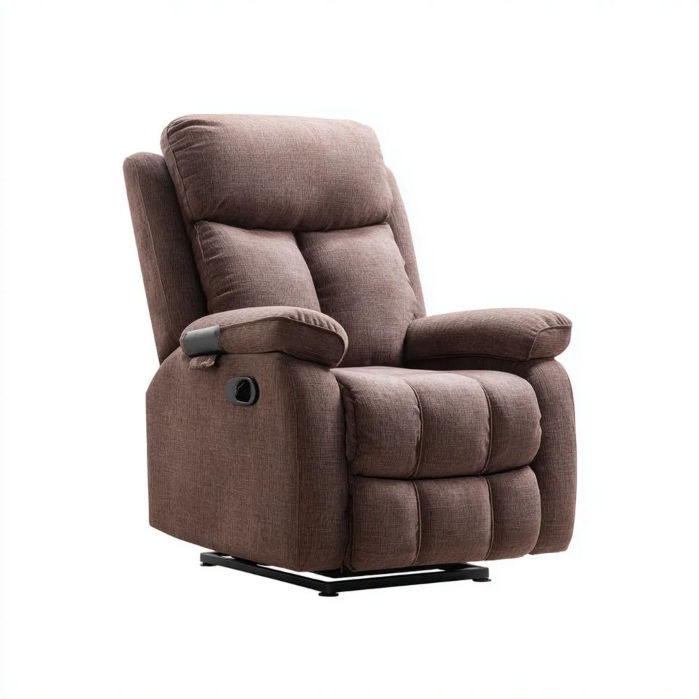 Poltrona Relax 85x90x105 cm Tessuto Marrone Funzione Recliner Moderno