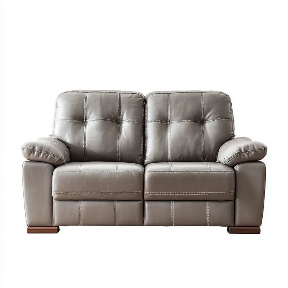 Divano a due posti in pelle 150x90x85 cm - Grigio - Design Classico