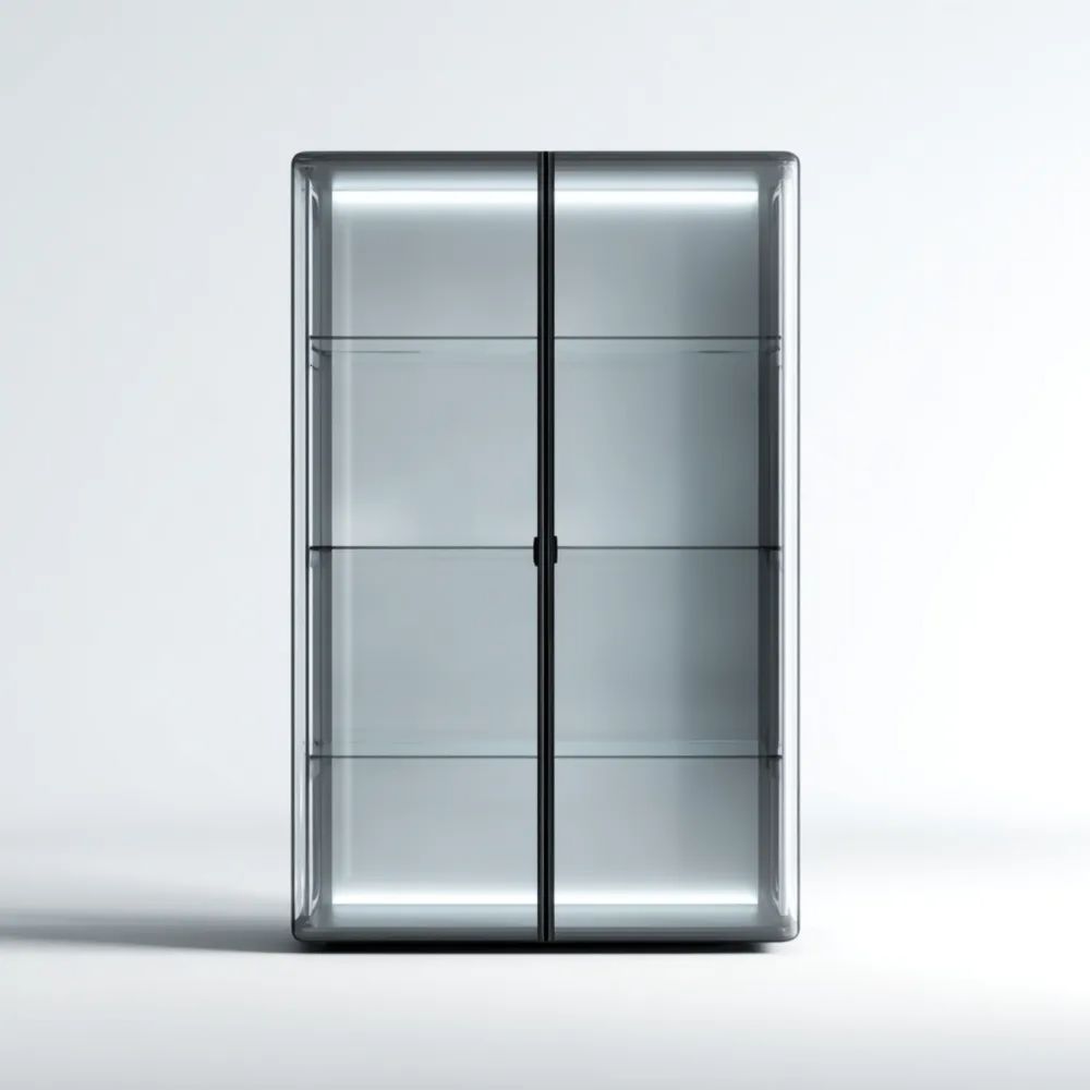 Armadio Vetrine in Vetro 180x90x40 cm – Grigio – Design Moderno