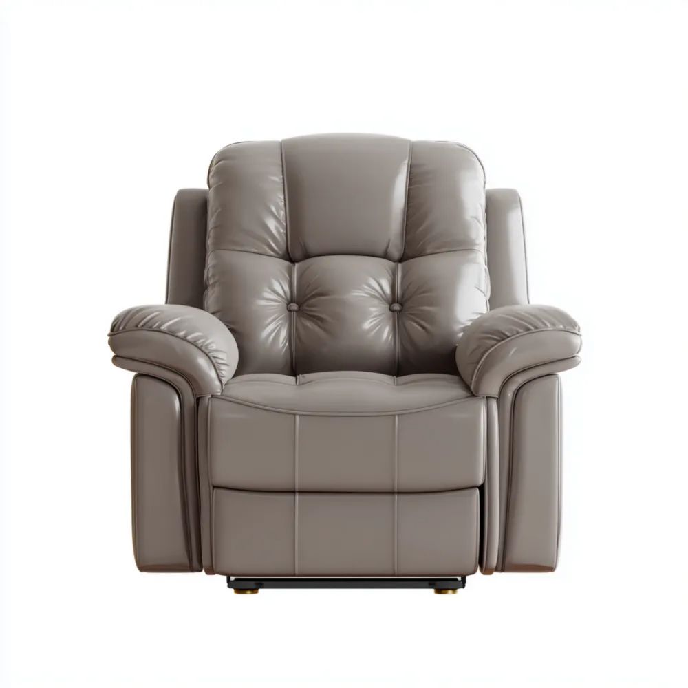 Poltrona Relax in Pelle Sintetica 90x90x100 cm - Taupe - Design Confortevole