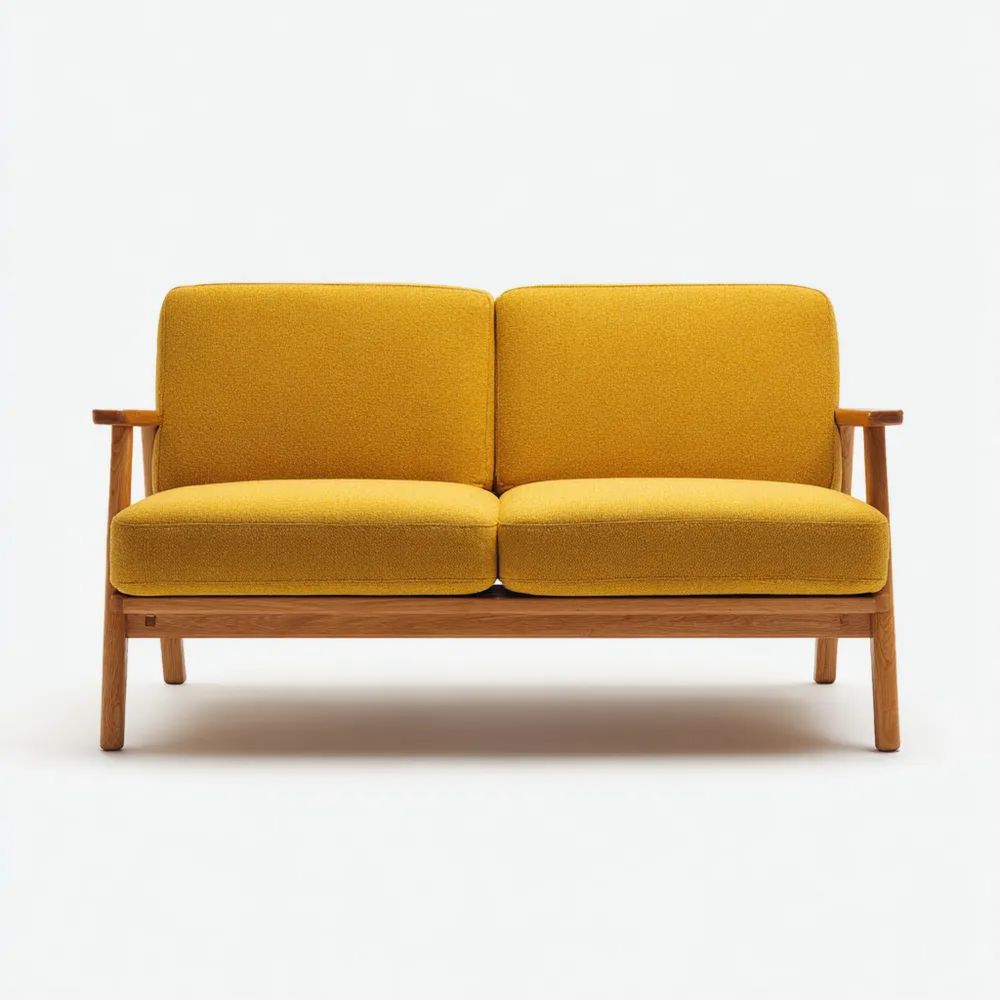 Divano a due posti in tessuto Giallo 140x85x80 cm - Design moderno minimalista