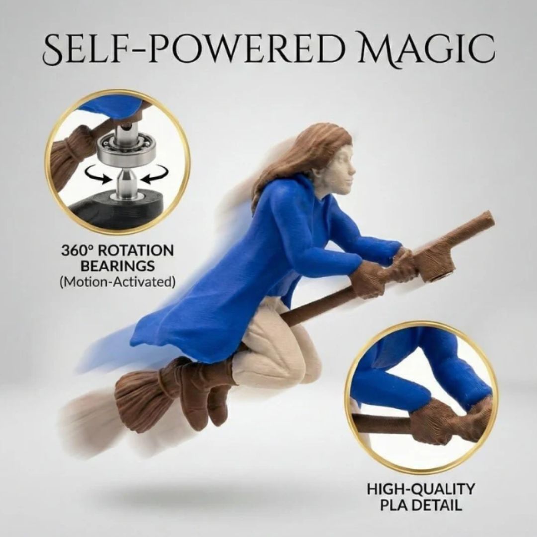 Ijixi™ witch Broomstick Dashboard Drift Ornament - Motion Activated Car Decor That Drifts & Spins 