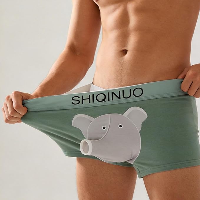 Elephant Trunk Underwear for Men-Modal Fabric Novelty Boxer Briefs with Elephant Nose 