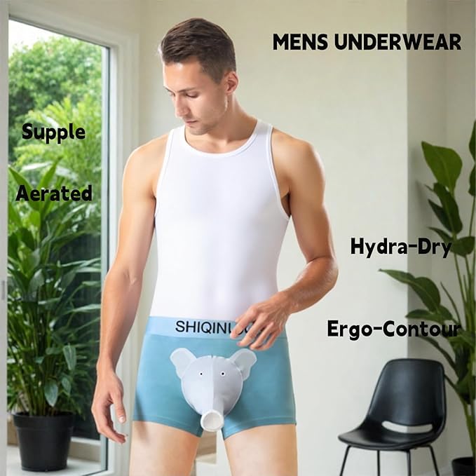 Elephant Trunk Underwear for Men-Modal Fabric Novelty Boxer Briefs with Elephant Nose 