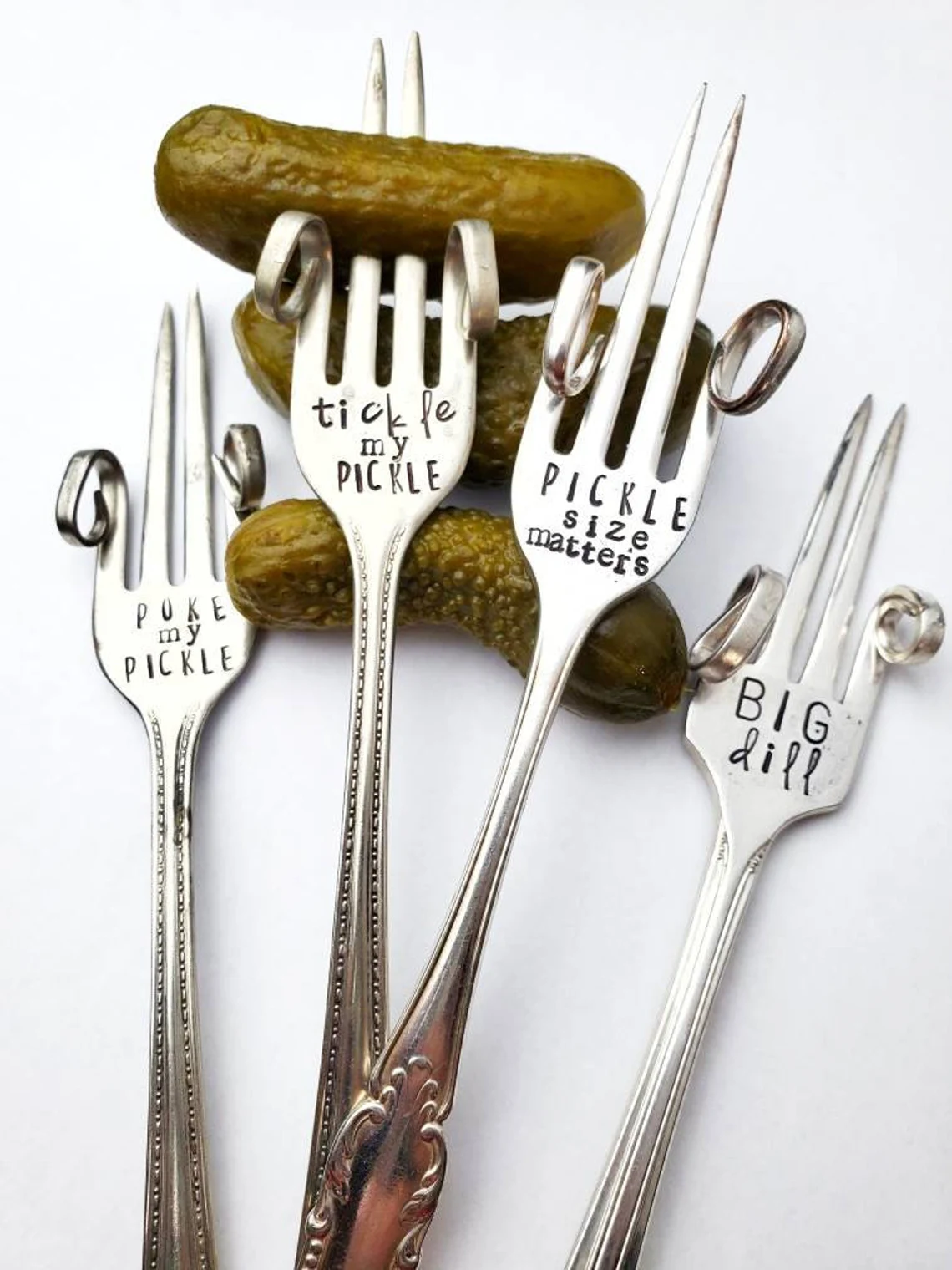 Stamped Vintage Pickle Fork, Funny Hostess Gift