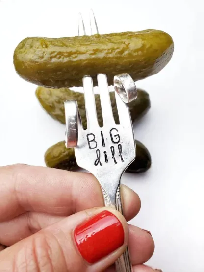 Stamped Vintage Pickle Fork, Funny Hostess Gift