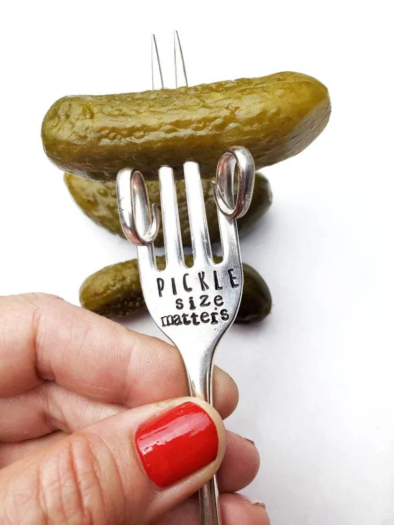 Stamped Vintage Pickle Fork, Funny Hostess Gift