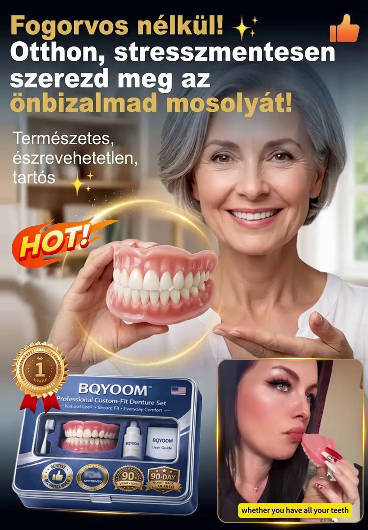 Azonnali tökéletes mosoly, kétféle színű műfogsor doboz