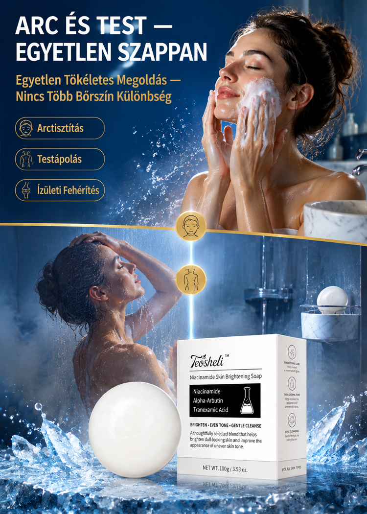 Bőrtónus-Egységesítő Niacinamide Szappan (100g) – Háromszoros Tisztító Formula (Alfa-Arbutin + Tranexámsav), 8 Aktív Hatóanyag, EU-Szabvány Szerinti Biztonság – Hivatalos 50% Raktárkisöprés!