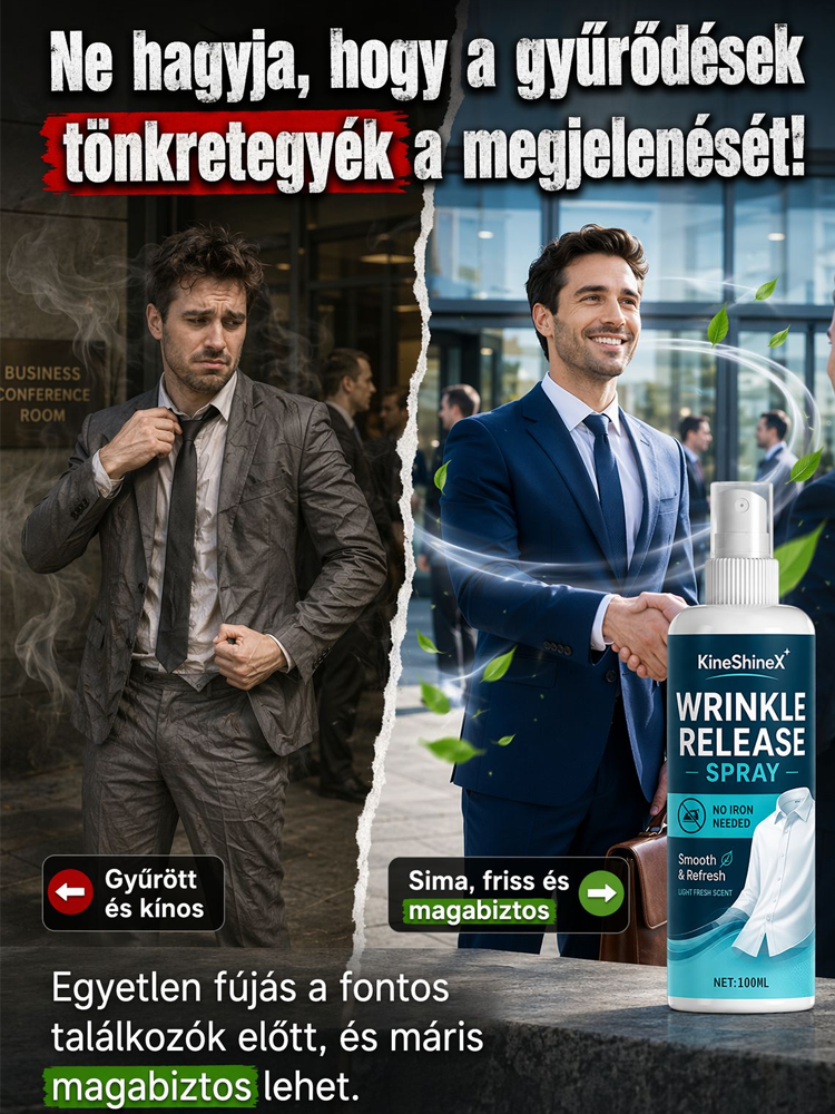 Ránctalanító Spray (100ml) – 30 Másodperc Alatt Sima Ruhák Vasalás Nélkül! [Utolsó Darabok: Hatalmas Készletkiürítési Akció]