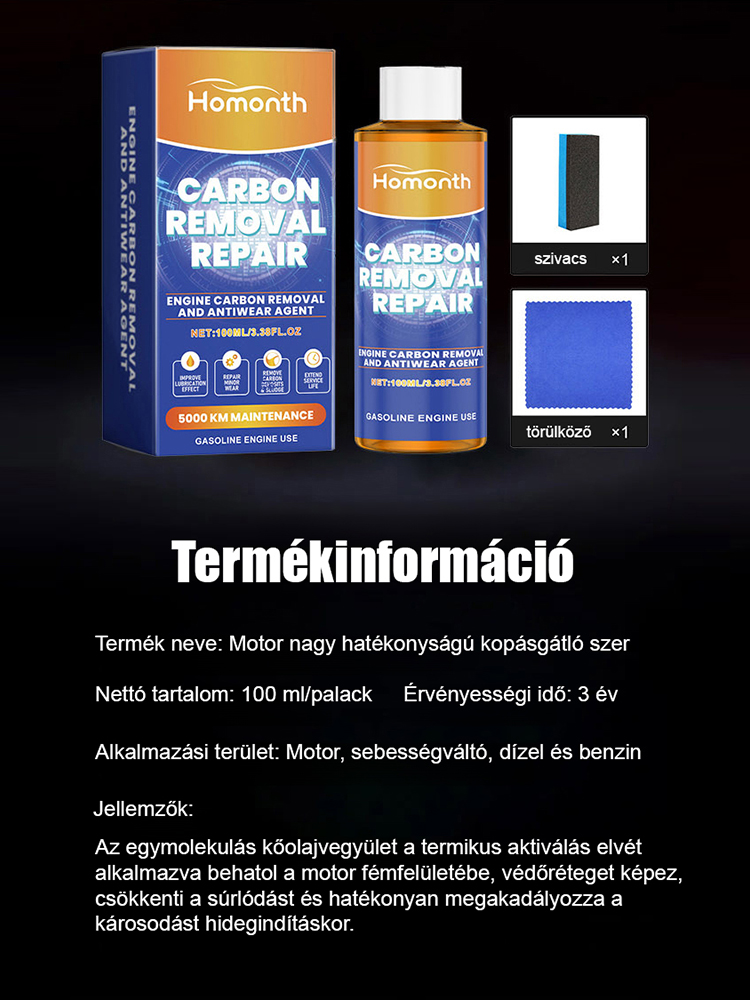 5 az 1-ben Motor Kopásgátló és Széneltávolító Adalék (100ml) – Termikus Aktiválású Fémvédő Formula, 20 000 km-es Védelem – Hivatalos Raktárkisöprés!