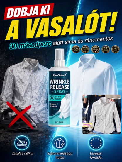 Ránctalanító Spray (100ml) – 30 Másodperc Alatt Sima Ruhák Vasalás Nélkül! [Utolsó Darabok: Hatalmas Készletkiürítési Akció]