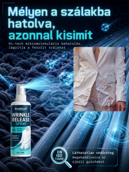 Ránctalanító Spray (100ml) – 30 Másodperc Alatt Sima Ruhák Vasalás Nélkül! [Utolsó Darabok: Hatalmas Készletkiürítési Akció]