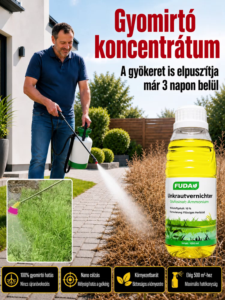 1000ml Gyomirtó Koncentrátum (1:10, 500m²) — TÜV Tanúsítvánnyal & 10cm-es Nano-Gyökérpusztítással — Szezonális Kiárusítás Utolsó Darabjai!