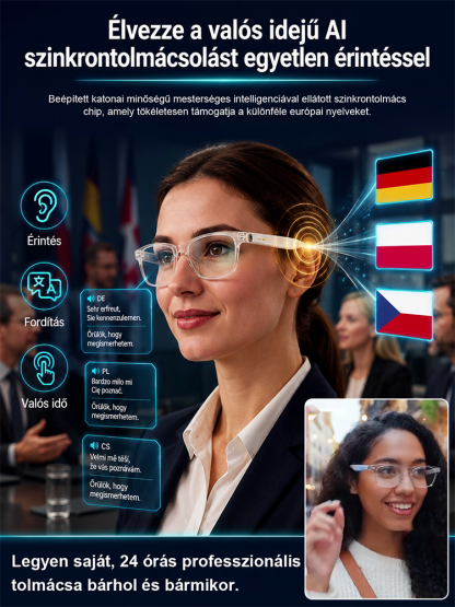 [Audiovizuális Fekete Technológia] AI Fordító Intelligens Színváltó és Fókuszáló Szemüveg – Müncheni Katonai AI Chip, Csontvezetéses Hang – Hivatalos Európai Premier Raktárkisöprés!
