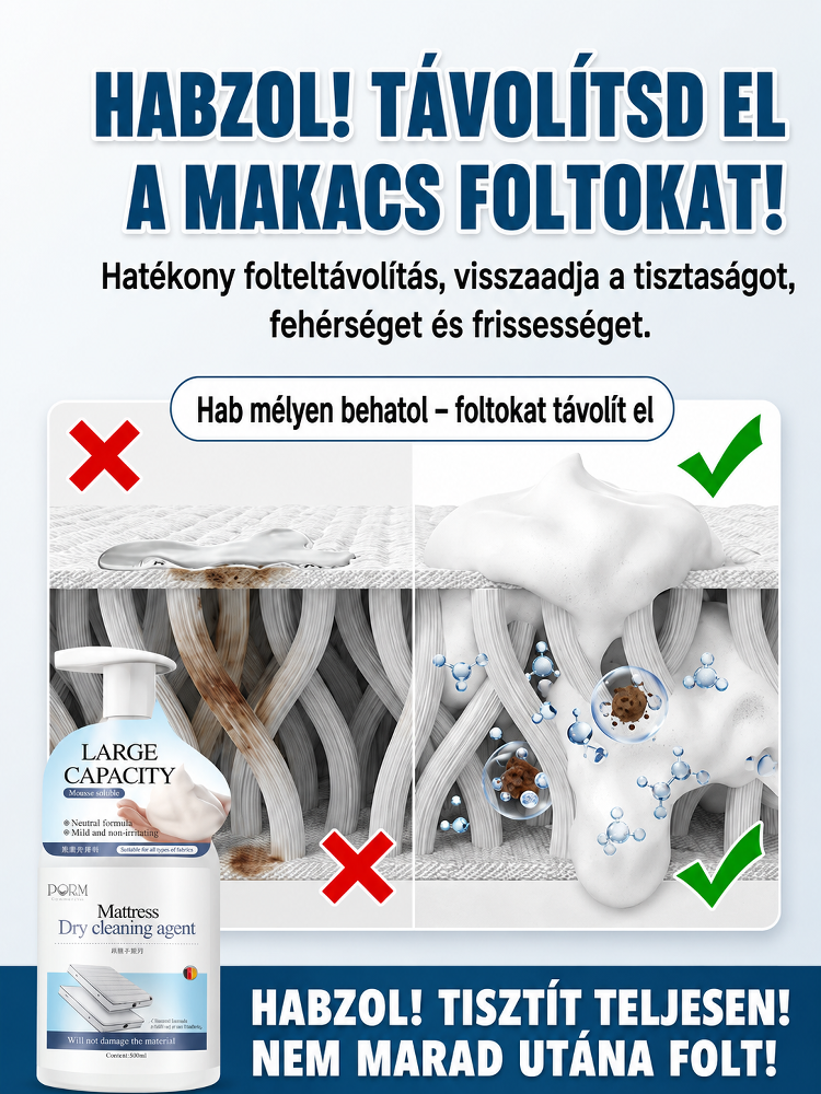 Professzionális Matrac Száraztisztító Hab (500ml) + Bőrgyógyászatilag Tesztelt + Készletkisöprés! 🛏️