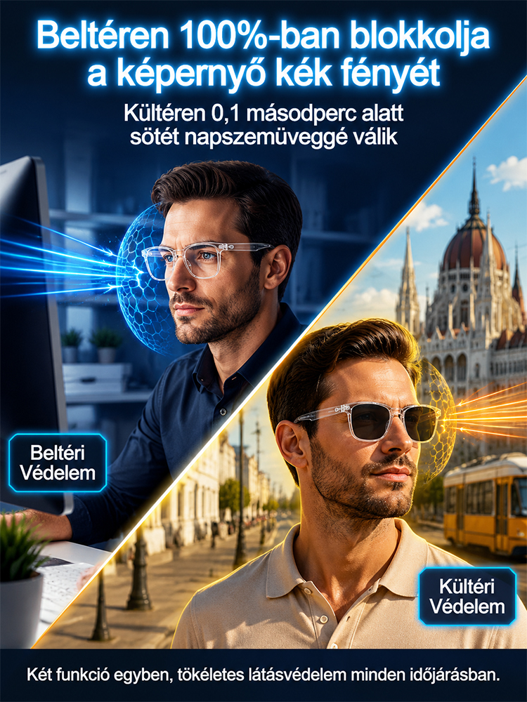 [Audiovizuális Fekete Technológia] AI Fordító Intelligens Színváltó és Fókuszáló Szemüveg – Müncheni Katonai AI Chip, Csontvezetéses Hang – Hivatalos Európai Premier Raktárkisöprés!