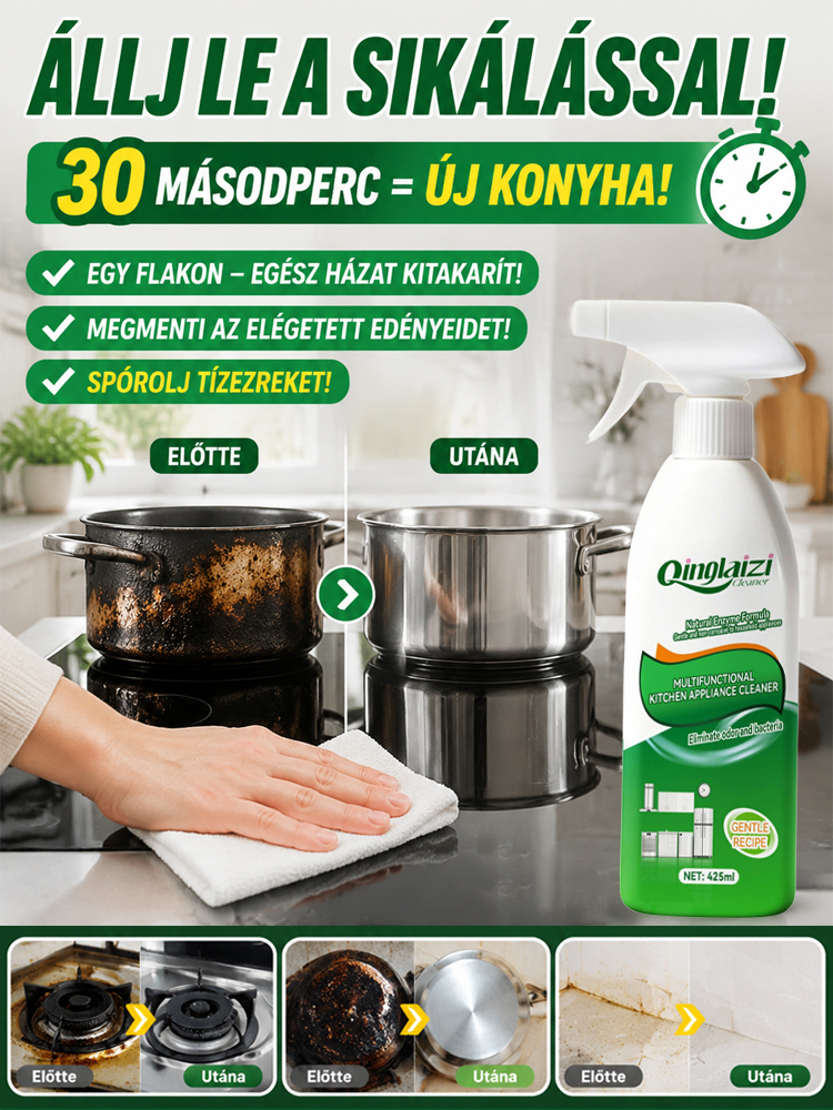 Bioenzimes Multifunkciós Konyhai Zsíroldó Hab (425ml) – 30 Másodperces Aktív Lebontás, pH-Semleges Kesztyű Nélküli Használat – Hivatalos -50% Raktárkisöprés!