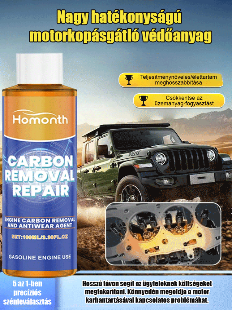 5 az 1-ben Motor Kopásgátló és Széneltávolító Adalék (100ml) – Termikus Aktiválású Fémvédő Formula, 20 000 km-es Védelem – Hivatalos Raktárkisöprés!