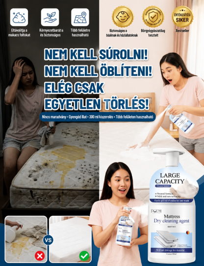 Professzionális Matrac Száraztisztító Hab (500ml) + Bőrgyógyászatilag Tesztelt + Készletkisöprés! 🛏️