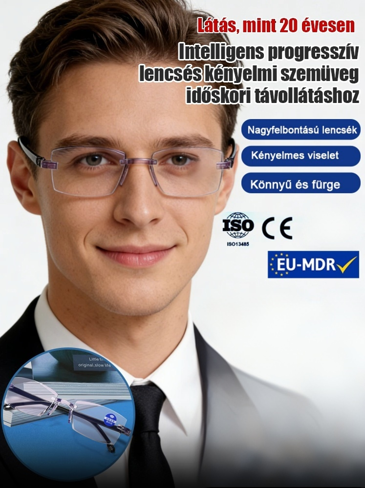 【Visszaadja a 20 éves korában meglévő látásélességet】Ingyenes, könnyű és elegáns – még sport közben is kényelmes viselet, és 99%-ban blokkolja a káros kék fényt.