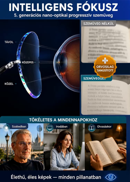 🆕【5. generációs nano-optika】Prémium multifokális intelligens fotokróm olvasószemüveg – 1+1 ajándékba.
