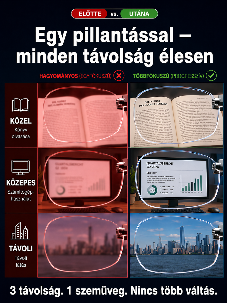 Német mérnöki áttörés! 👓Okoslencsék automatikus fókusszal – vizsgálat és csere nélkül. ⚠️Nem átlagos szemüveg – a végső megoldás a látásproblémákra!