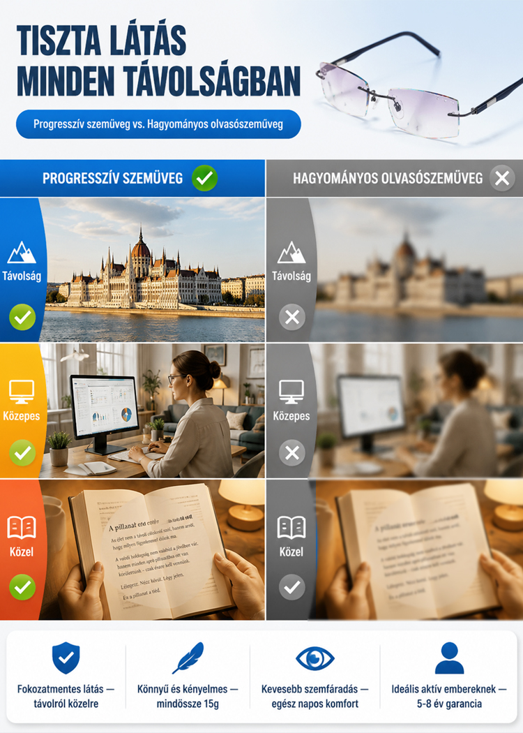 🆕【5. generációs nano-optika】Prémium multifokális intelligens fotokróm olvasószemüveg – 1+1 ajándékba.