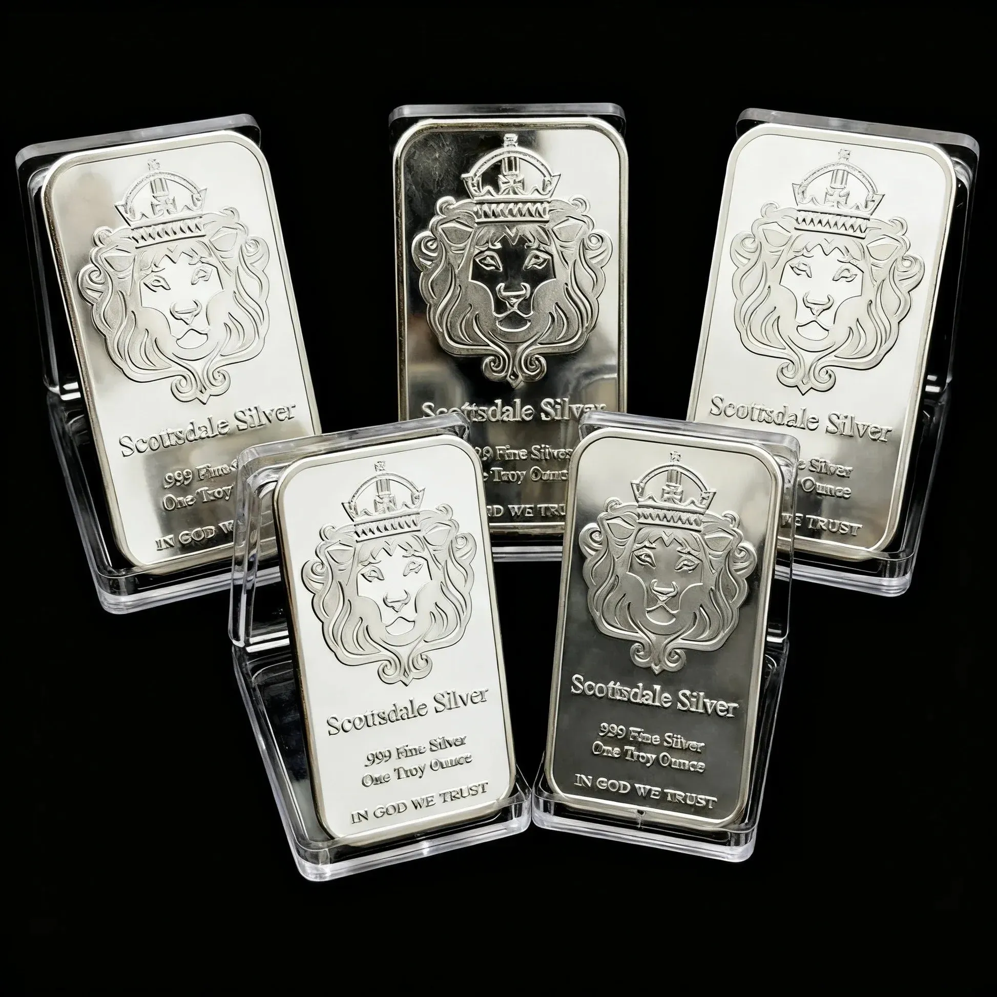 🔥1 oz Scottsdale Mint Crowned Lion Silver Bar
