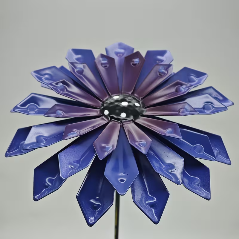 Vibrant Metal Zinnia Flower Garden Stake 🎨 | Rust-Proof Iron Yard Art with Stake