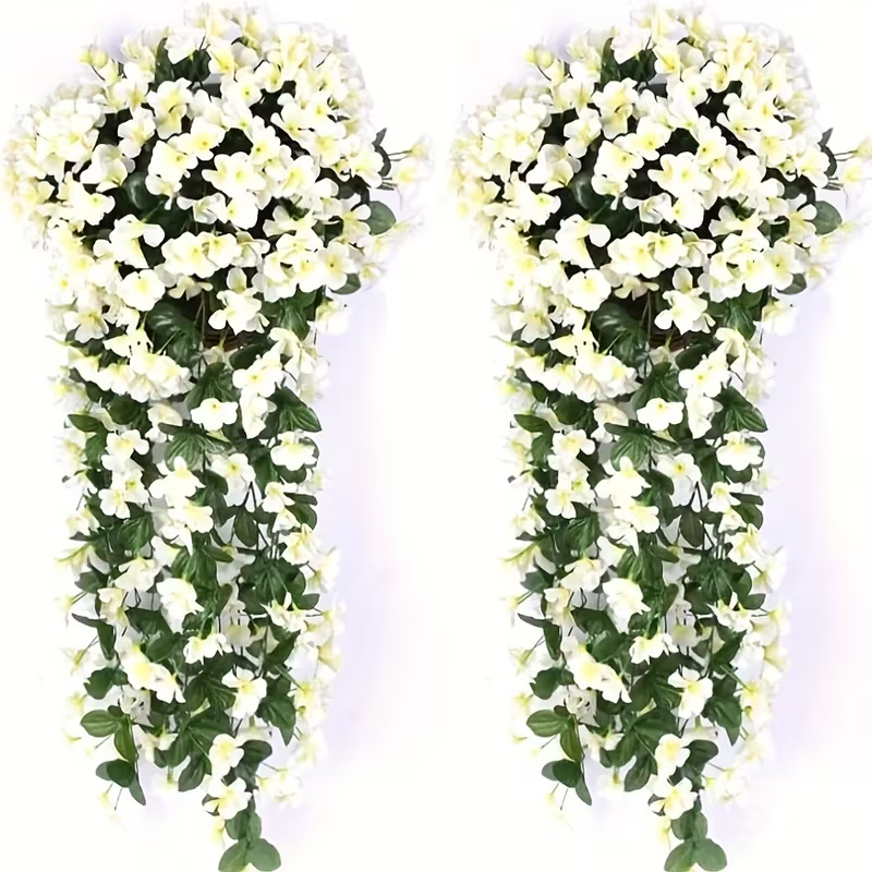 2-Pack Realistic Artificial Violet Hanging Flower Vines | Lifelike Trailing Garland for Wedding & Garden
