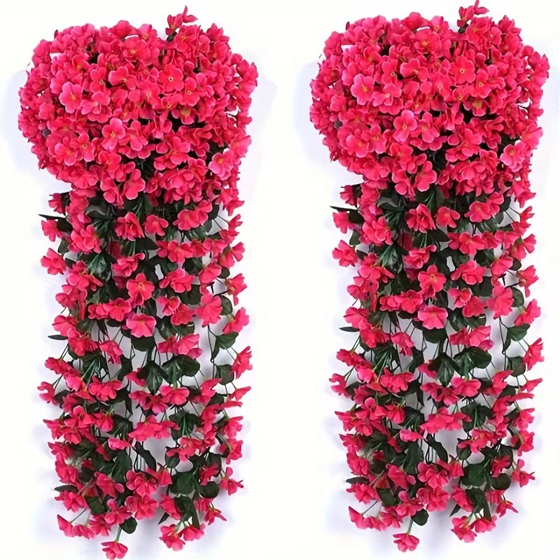 2-Pack Realistic Artificial Violet Hanging Flower Vines | Lifelike Trailing Garland for Wedding & Garden