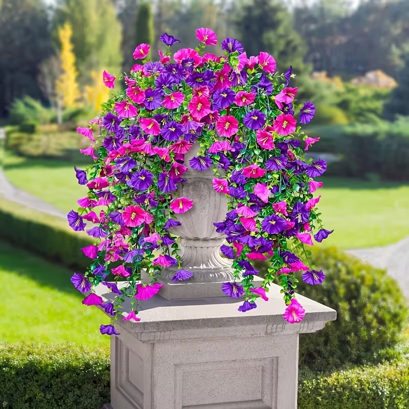 Two artificial flowers in mixed colors, perfect for indoor and outdoor home décor, wedding decorations, parties, gardens, DIY projects, patios, offices, hotels, housewarming gifts, and ideal New Year's, Valentine's Day, and other festive decorations.