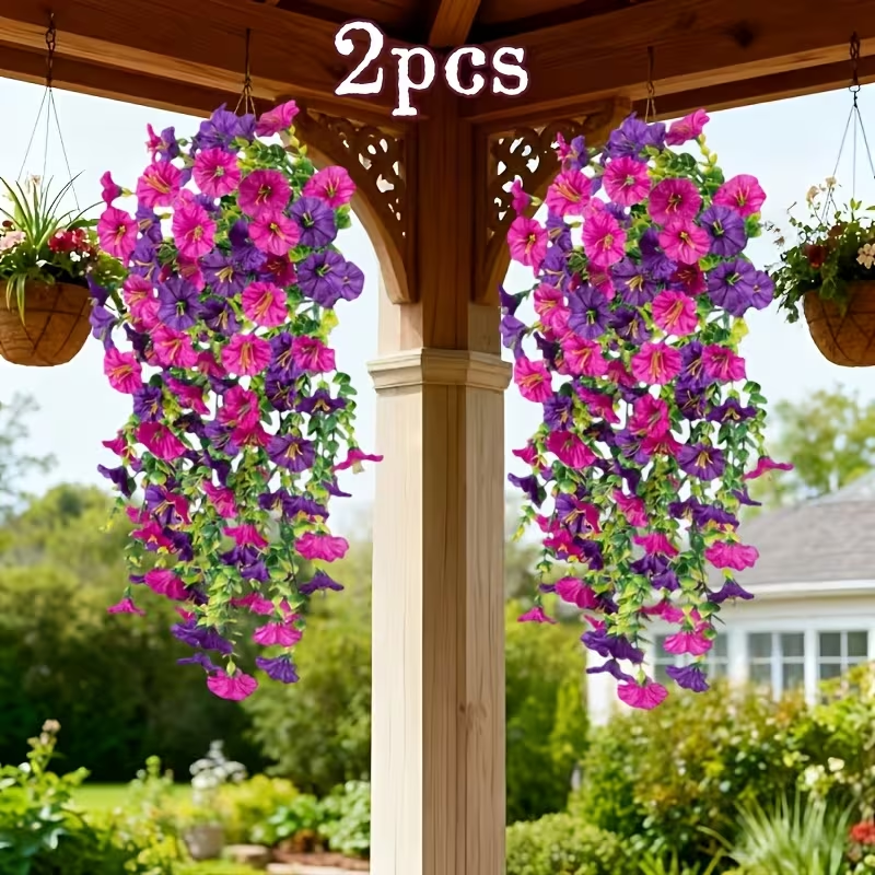 Two artificial flowers in mixed colors, perfect for indoor and outdoor home décor, wedding decorations, parties, gardens, DIY projects, patios, offices, hotels, housewarming gifts, and ideal New Year's, Valentine's Day, and other festive decorations.