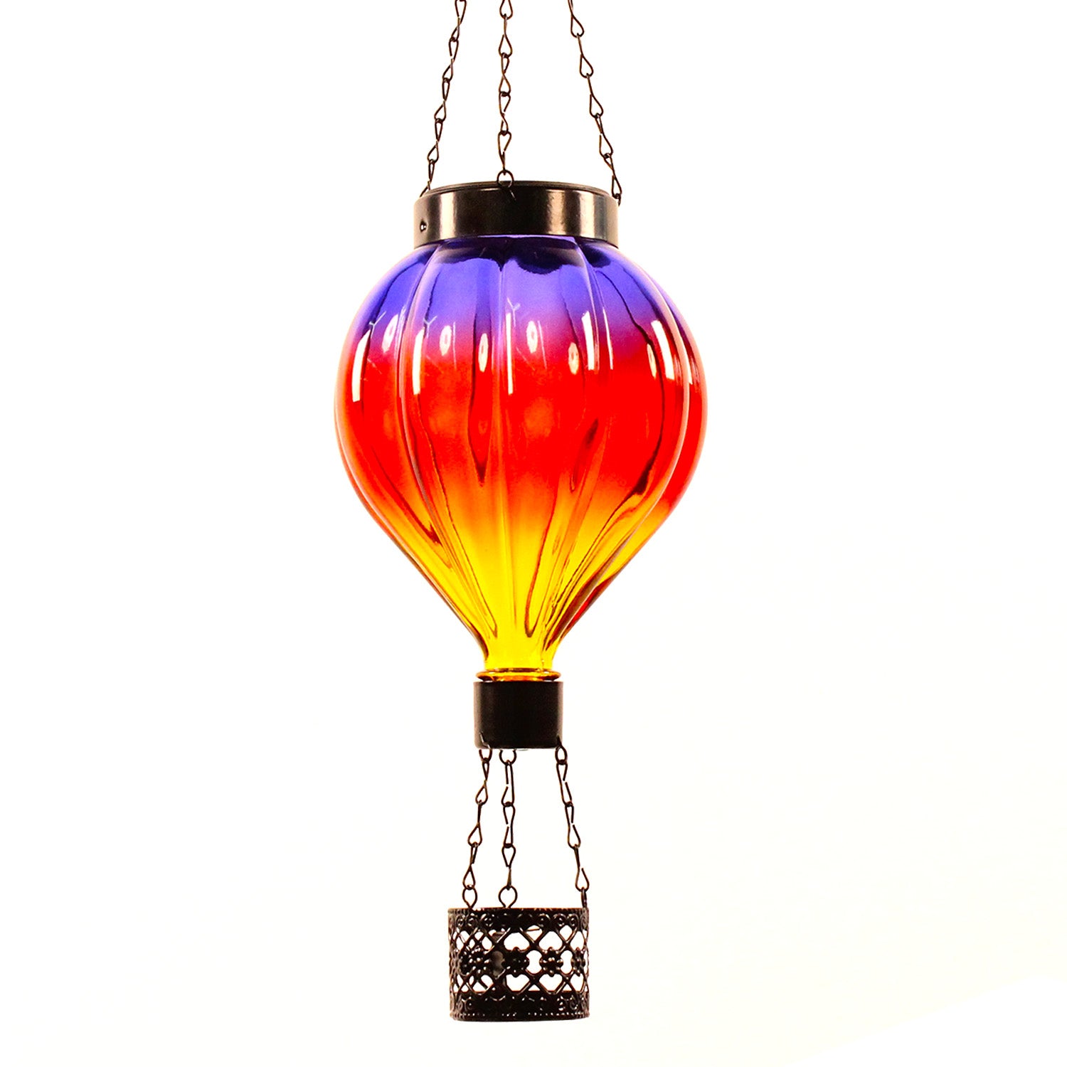 Handmade Hot Air Balloon Solar Flame Lantern-Amber Crimson