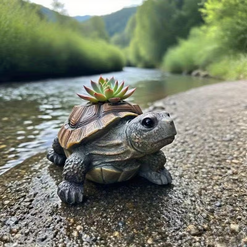 Vintage Turtle Resin Planter 🌿 | Creative Succulent Pot with Drainage Hole